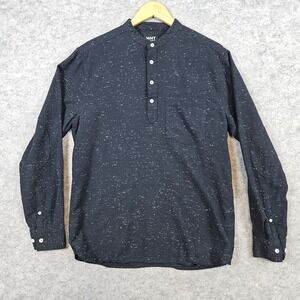 WHT Space Shaun White Men's Black‎ Shirt Size M Snowing Print Nehru Collar
